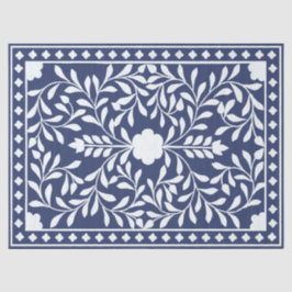 Inky Blue 1 Traditional Blue Bone Inlay Decoupage  Seidenpapier