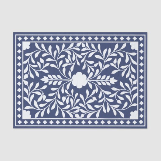 Inky Blue 1 Traditional Bone Inlay Decoupage Paper Seidenpapier (Vorderseite)