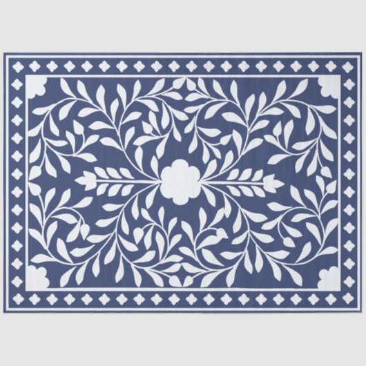 Inky Blue 1 Traditional Bone Inlay Decoupage Paper Seidenpapier (Vorderseite)