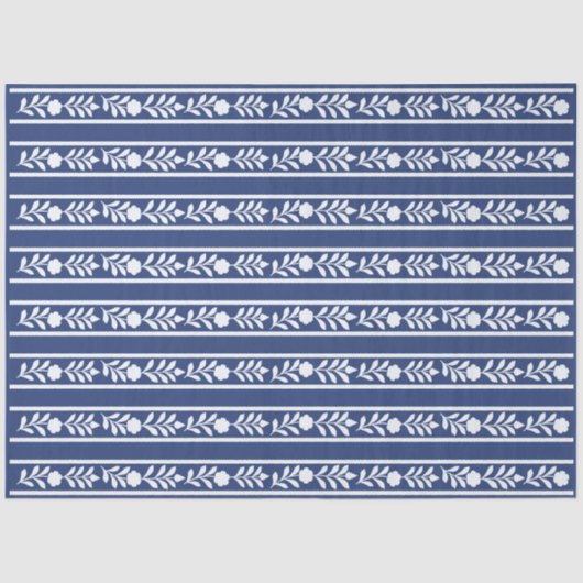 Inky Blue 2 Floral Bone Inlay Decoupage Seidenpapier (Vorderseite)