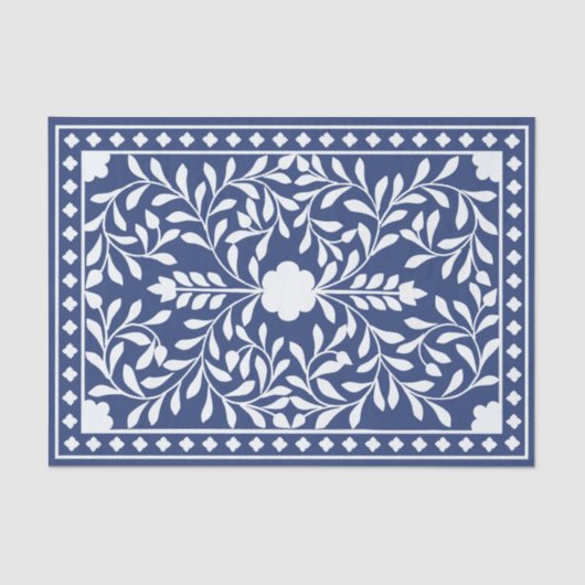 Inky Blue 2 Traditional Bone Inlay Decoupage Paper Seidenpapier (Vorderseite)
