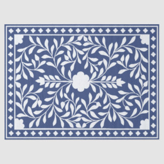 Inky Blue 2 Traditional Bone Inlay Decoupage Paper Seidenpapier