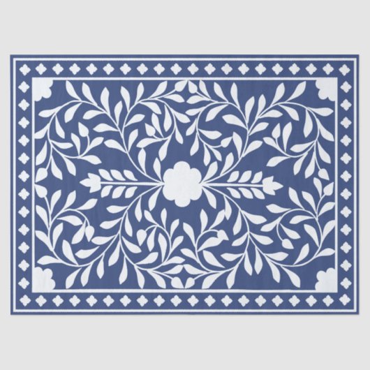 Inky Blue 2 Traditional Bone Inlay Decoupage Paper Seidenpapier (Vorderseite)