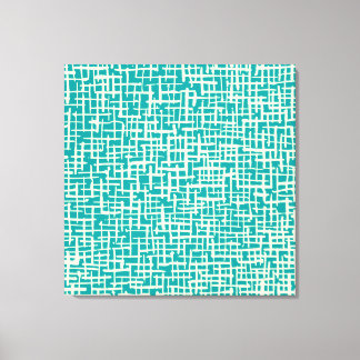 Inky Crossed Lines - Creme und Aqua Leinwanddruck