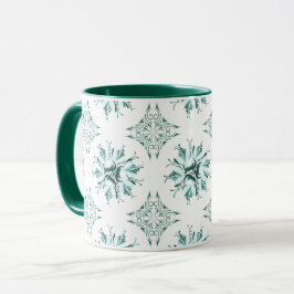 Inky Floral Coffee Tasse | Aquamarin und grün und 