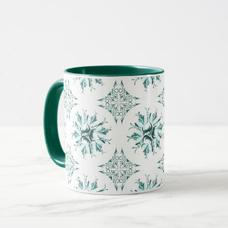 Inky Floral Coffee Tasse | Aquamarin und grün und