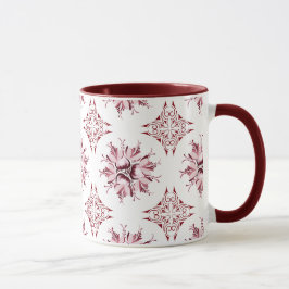 Inky Floral Coffee Tasse | Burgund Maroon und Weiß