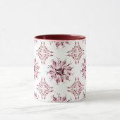 Inky Floral Coffee Tasse | Burgund Maroon und Weiß (Zentrum)