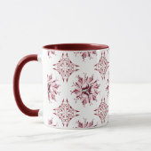Inky Floral Coffee Tasse | Burgund Maroon und Weiß (Links)