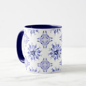 Inky Floral Coffee Tasse | Indio und Weiß (Vorderseite Links)