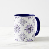 Inky Floral Coffee Tasse | Lilac Lila und weiß (VorderseiteRechts)
