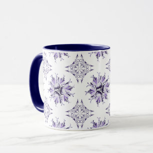 Inky Floral Coffee Tasse   Lilac Lila und weiß