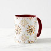 Inky Floral Coffee Tasse | Orange Brown and White (VorderseiteRechts)