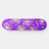 Inky Floral Design and Paint Spritzers - lila Skateboard (Horizontal)