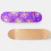 Inky Floral Design and Paint Spritzers - lila Skateboard (Horizontal)