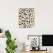 Inky Floral Flower Market Pattern- Sunlit Meadow Poster (Heimbüro)