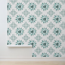 Inky Floral Wallpaper | Aquamarin grün