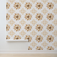 Inky Floral Wallpaper | Orange Brown White