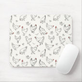 Inky Hand-drawn Chickens Mousepad (Mit Mouse)