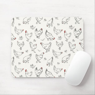 Inky Hand-drawn Chickens Mousepad