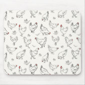 Inky Hand-drawn Chickens Mousepad (Vorne)