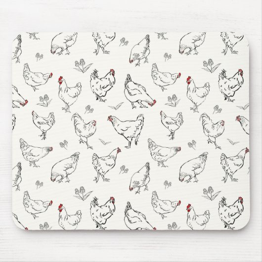 Inky Hand-drawn Chickens Mousepad (Vorne)