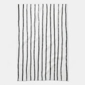 Inky Lines Chic Handgezeichnete Streifen Schwarz & Geschirrtuch (Vertikal)