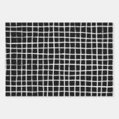 Inky Lines Grid Brushstrokes Einfache minimale B&W Geschenkpapier Set (Vorderseite 3)