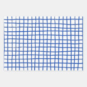 Inky Lines Grid Pinselstriche Einfach Blaues Minim Geschenkpapier Set (Vorderseite)