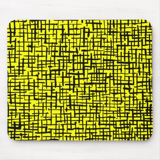 Inky Lines - Schwarz auf Gelb Mousepad (Vorne)