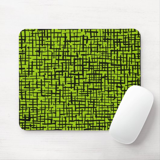 Inky Lines - Schwarz auf Mars Green Mousepad (Mit Mouse)