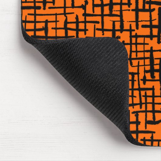 Inky Lines - Schwarz auf Orange Mousepad (Ecke)