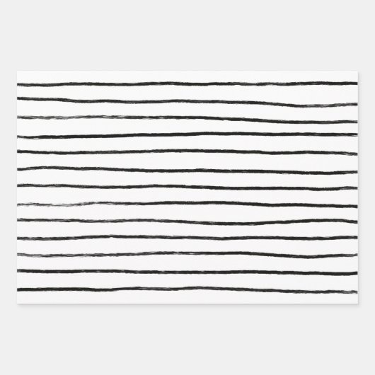 Inky Lines Stripes Pinselstriche Einfach Minimal B Geschenkpapier Set (Vorderseite 3)