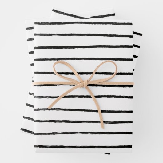 Inky Lines Stripes Pinselstriche Einfach Minimal B Geschenkpapier Set (Beispiel)