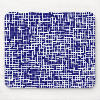 Inky Lines - White on Deep Navy Mousepad