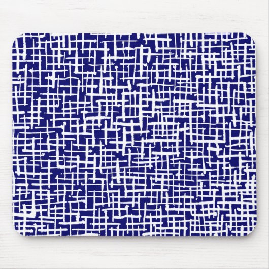 Inky Lines - White on Deep Navy Mousepad (Vorne)