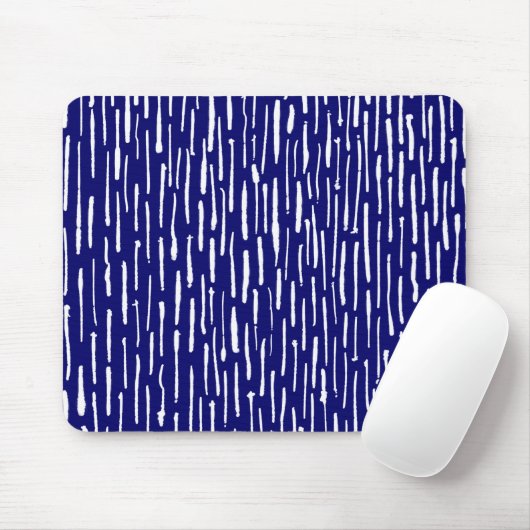 Inky Lines - White on Deep Navy Mousepad (Mit Mouse)