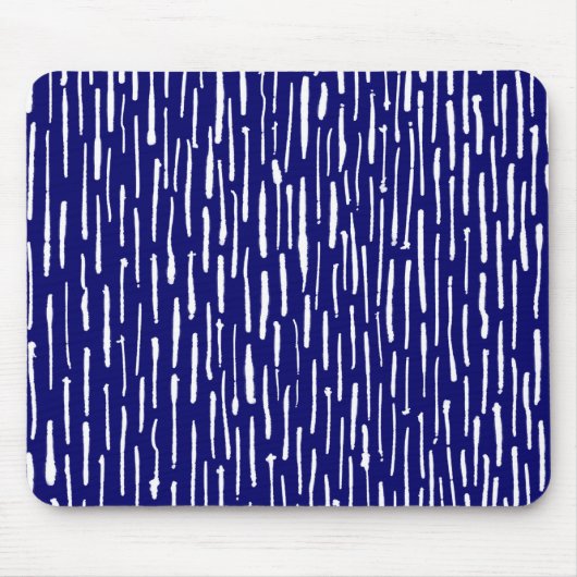 Inky Lines - White on Deep Navy Mousepad (Vorne)