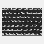 Inky Loop Pinselstriche Einfach Minimal Schwarz-we Geschenkpapier Set (Vorderseite)
