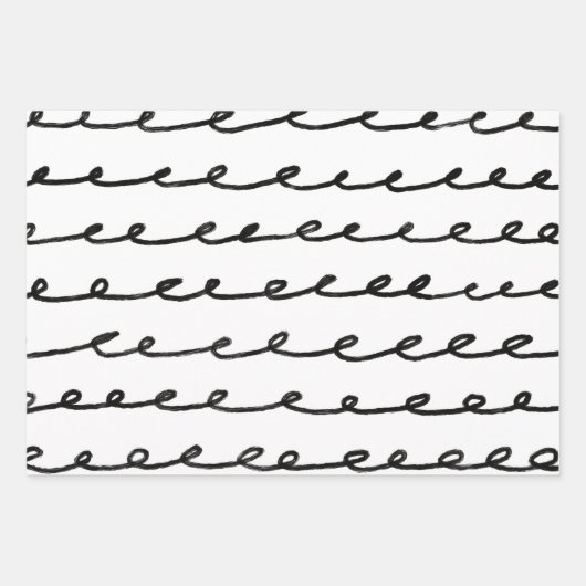 Inky Loop Pinselstriche Einfach Minimal Schwarz-we Geschenkpapier Set (Vorderseite 2)