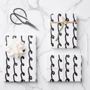 Inky Loop Pinselstriche Einfach Minimal Schwarz-we Geschenkpapier Set