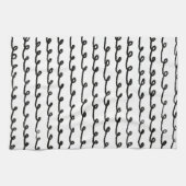 Inky Loops Chic Handgezeichnete Linien Schwarz & W Geschirrtuch (Horizontal)
