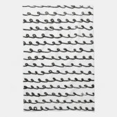 Inky Loops Chic Handgezeichnete Linien Schwarz & W Geschirrtuch (Vertikal)