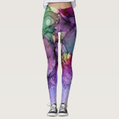 Inky mehrfarbiger Alkoholtink Abstrakte Kunst Leggings (Vorderseite)