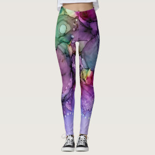 Inky mehrfarbiger Alkoholtink Abstrakte Kunst Leggings