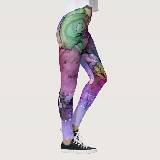 Inky mehrfarbiger Alkoholtink Abstrakte Kunst Leggings (Rechts)