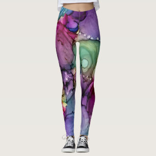 Inky mehrfarbiger Alkoholtink Abstrakte Kunst Leggings