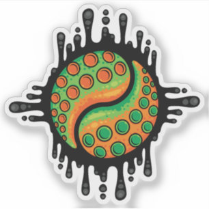 Inky Octopus Tentacle Yin Yang Symbol Aufkleber