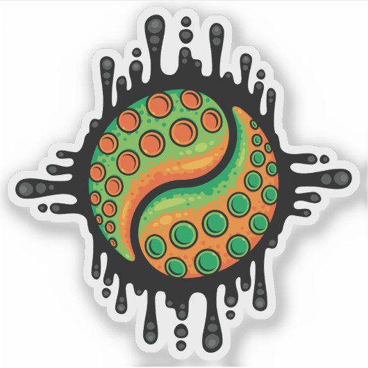 Inky Octopus Tentacle Yin Yang Symbol Aufkleber (Vorderseite)