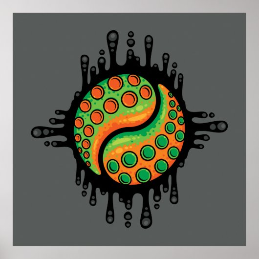 Inky Octopus Tentacle Yin Yang Symbol Poster (Vorne)